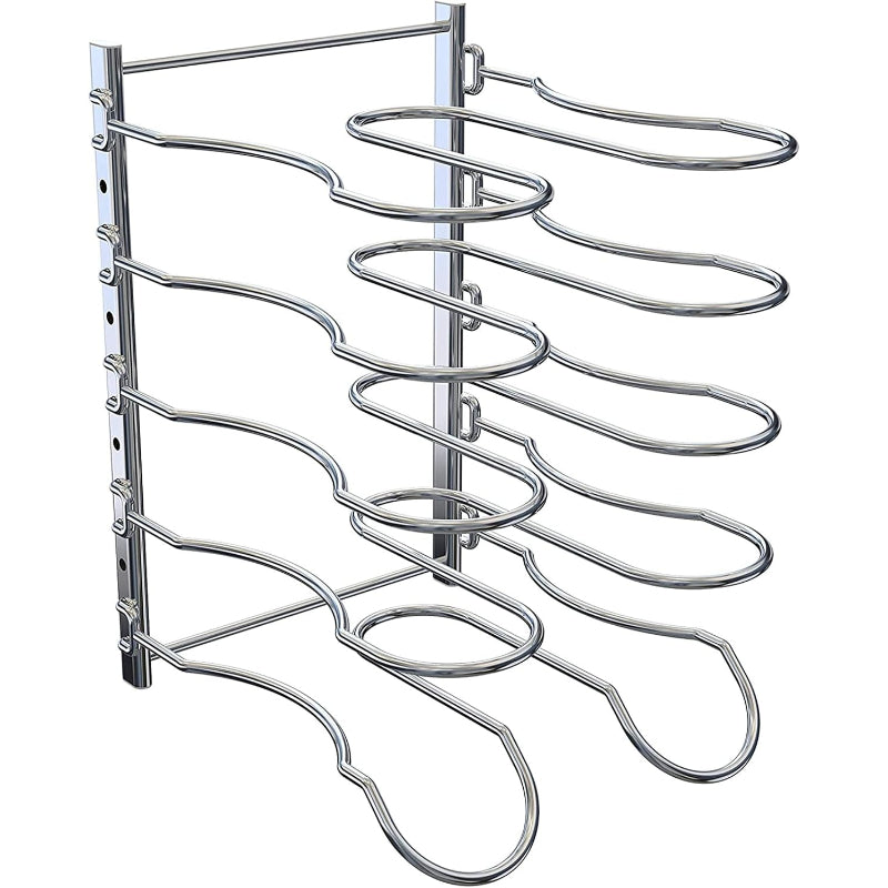 Chrome Pot & Lid Organizer with 5 Dividers