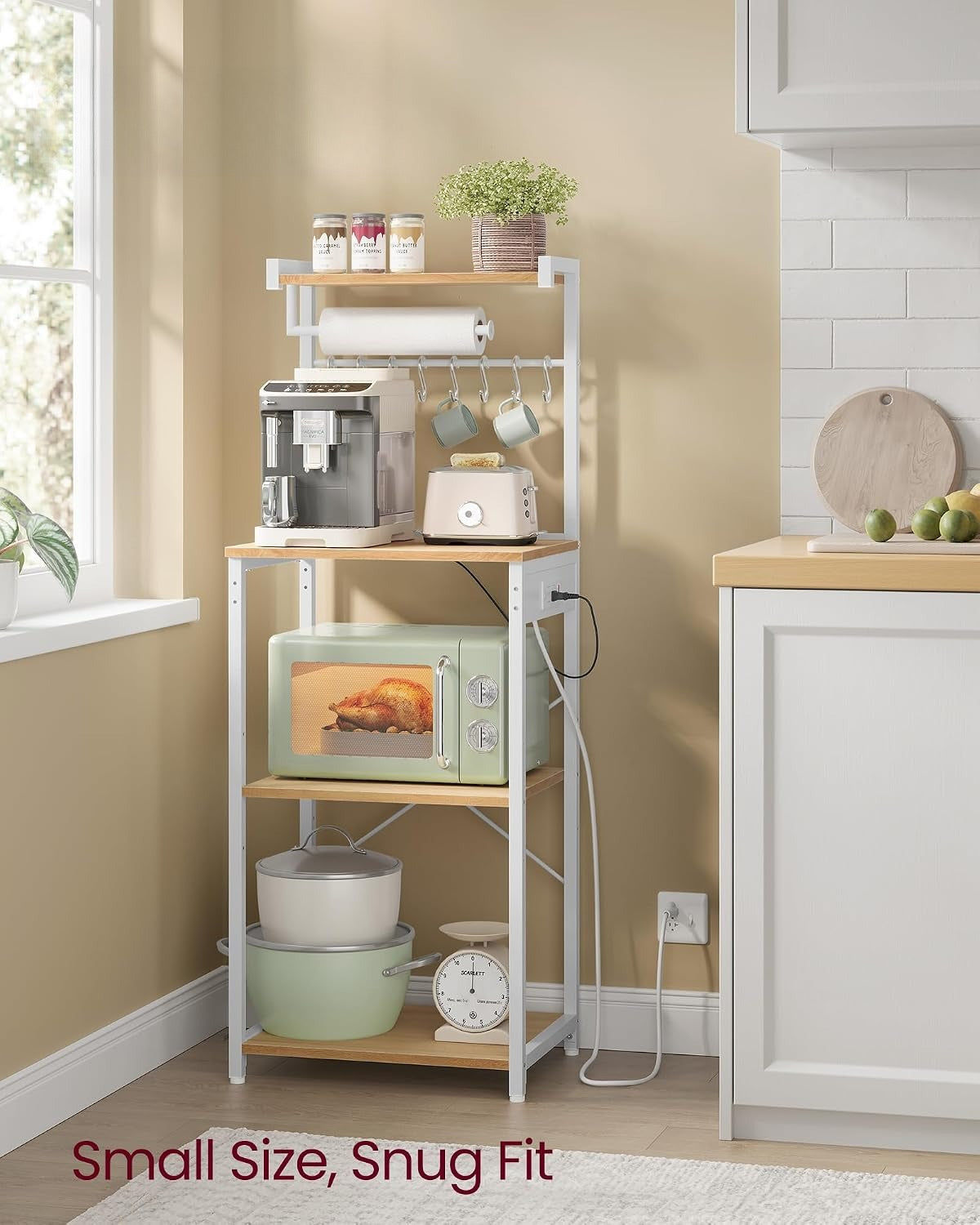 4‑Tier Power Outlet Bakers Rack