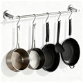 21" Brushed Nickel Wall Pot Rack with 10 S‑Hooks