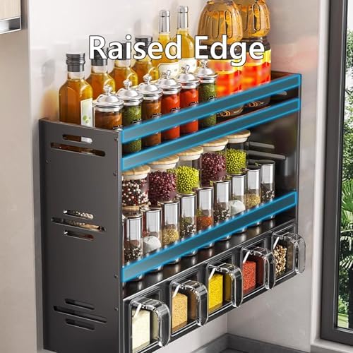 Black & White Wall‑Mounted Spice Organizer Rack