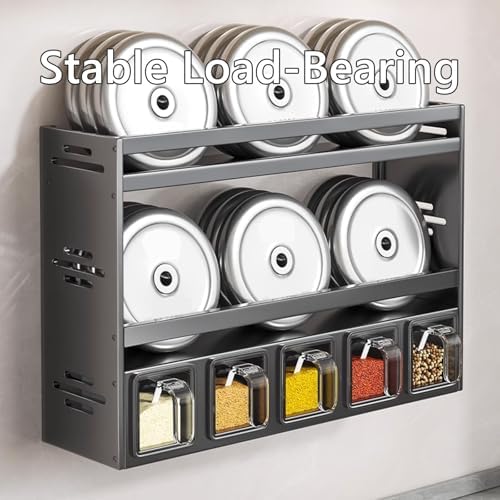 Black & White Wall‑Mounted Spice Organizer Rack