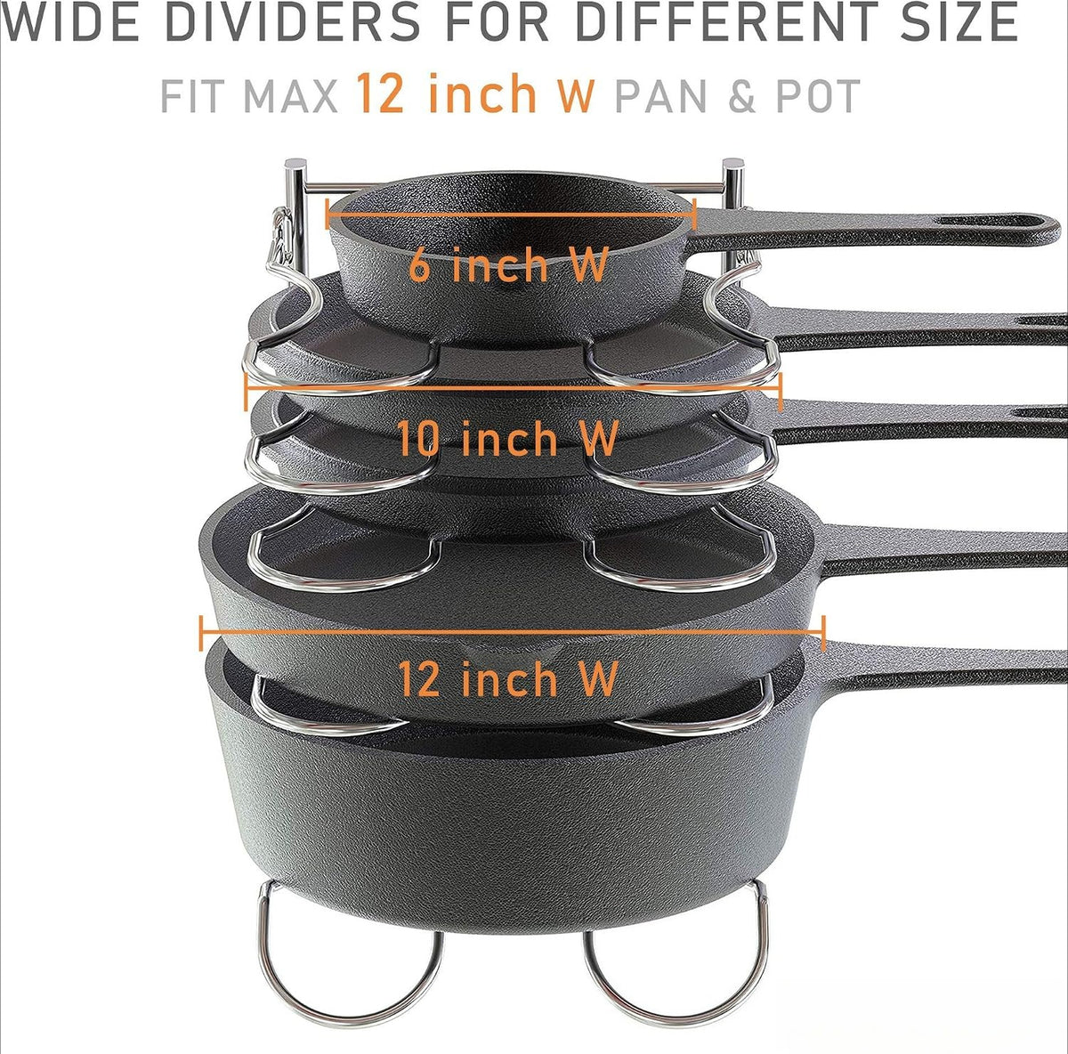 Chrome Pot & Lid Organizer with 5 Dividers
