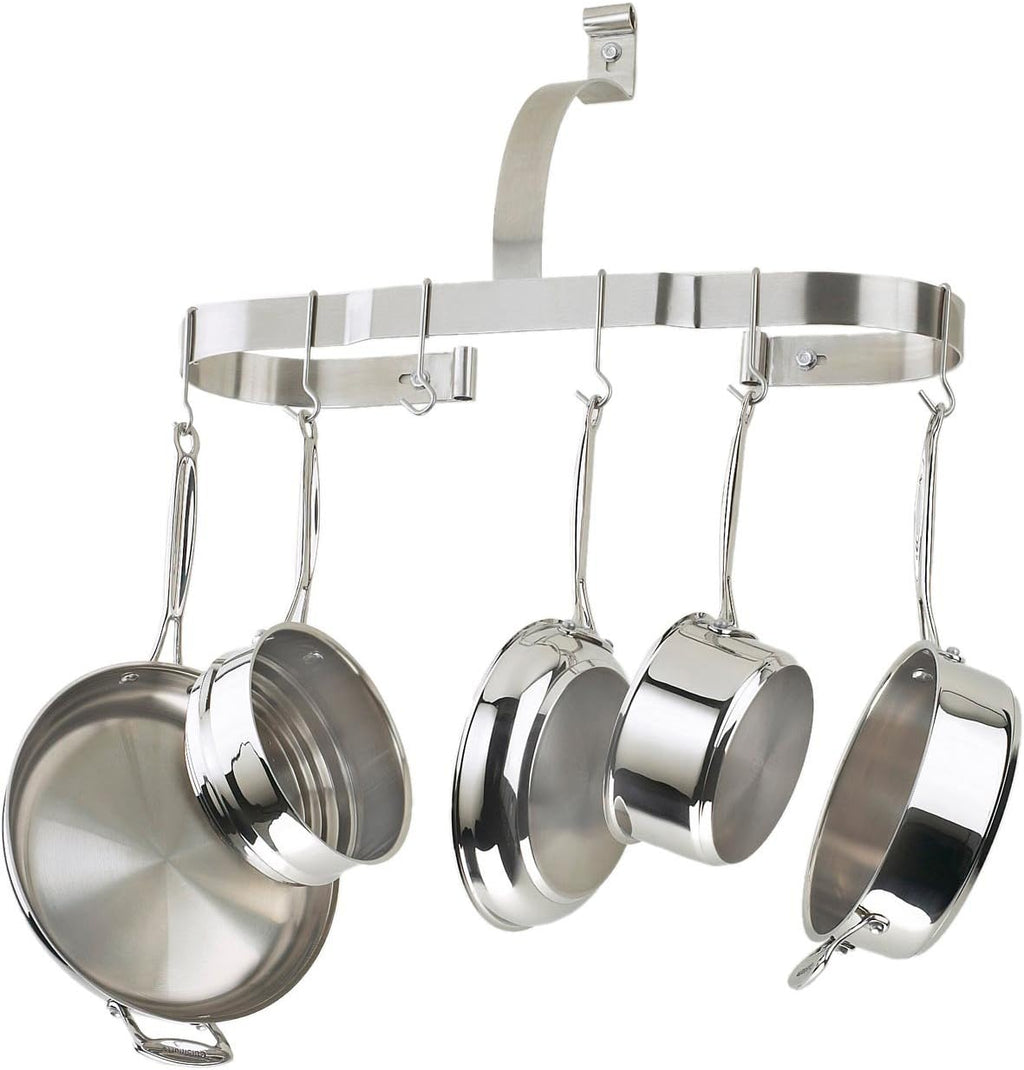 Half‑Circle Brushed Stainless Wall Pot Rack
