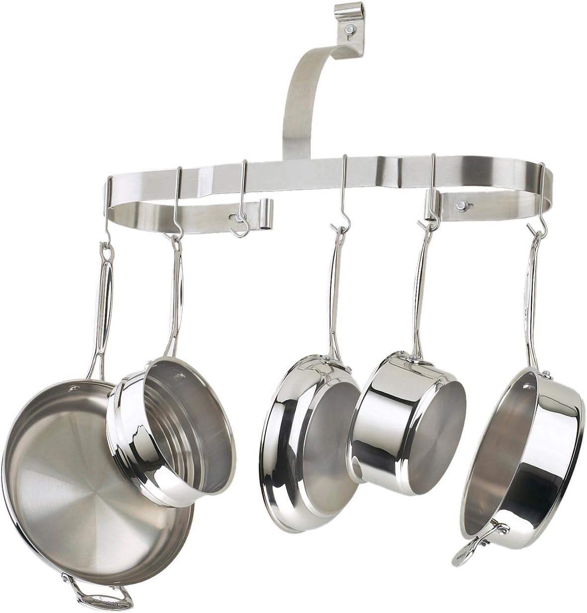 Half‑Circle Brushed Stainless Wall Pot Rack