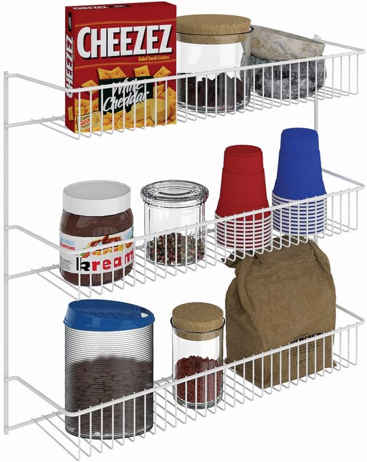 3‑Tier White Wall‑Mounted Metal Rack 8022