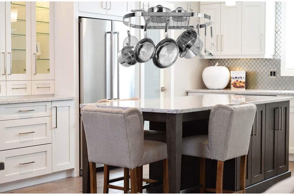 33" Oval Stainless Steel Hanging Pot Rack