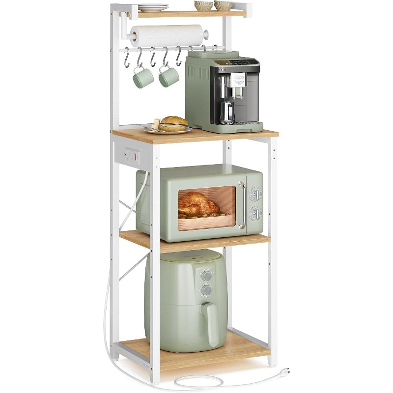 4‑Tier Power Outlet Bakers Rack