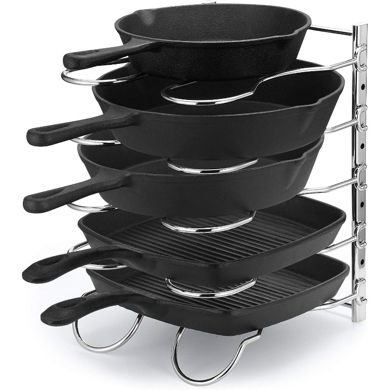 Chrome Pot & Lid Organizer with 5 Dividers