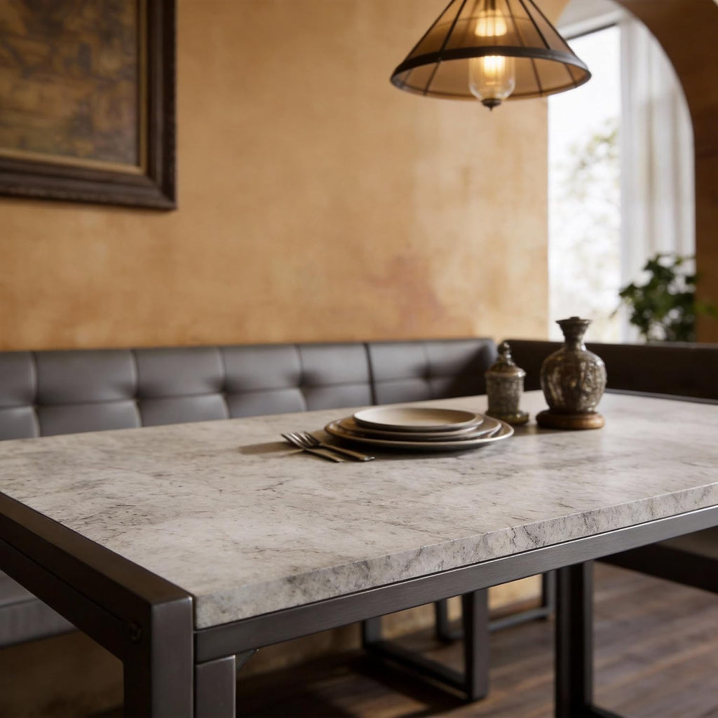 5‑Piece Grey Upholstered Corner Dining Set