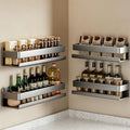 Dark‑Gray No‑Drill Carbon Steel Adhesive Spice Rack