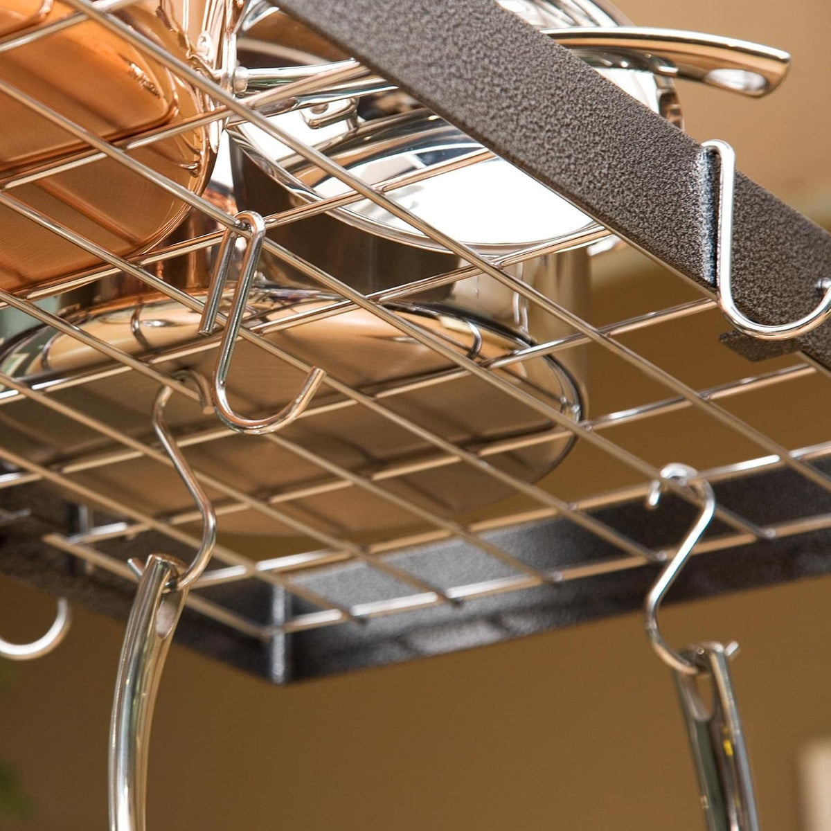 30‑in Hammered Steel Rectangular Pot Rack