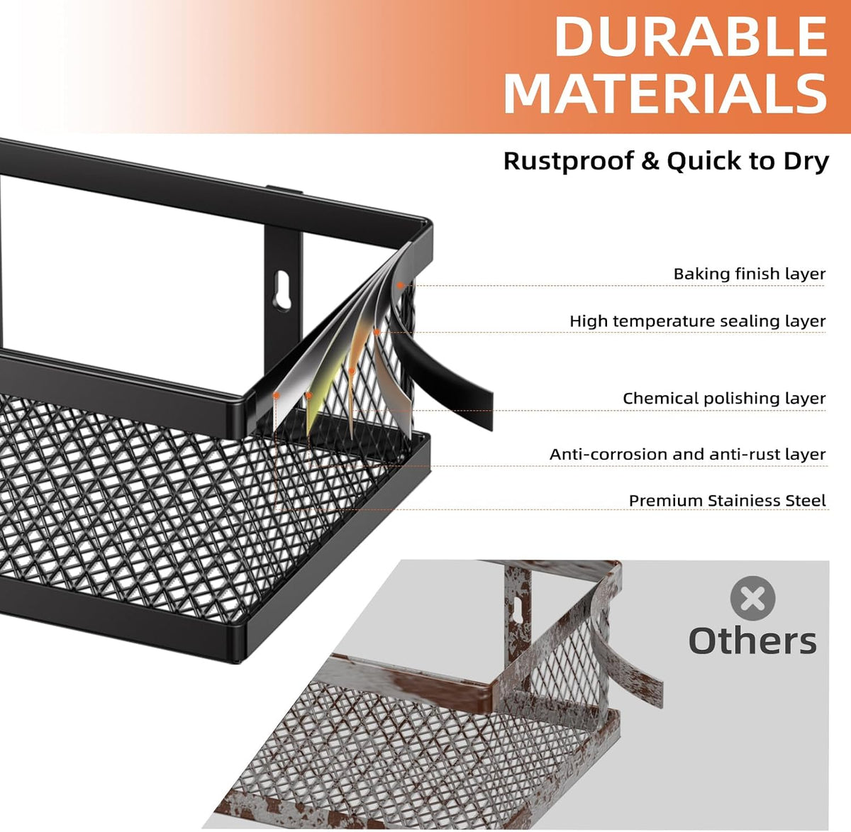 4‑Pack Wall‑Mounted Metal Spice Baskets