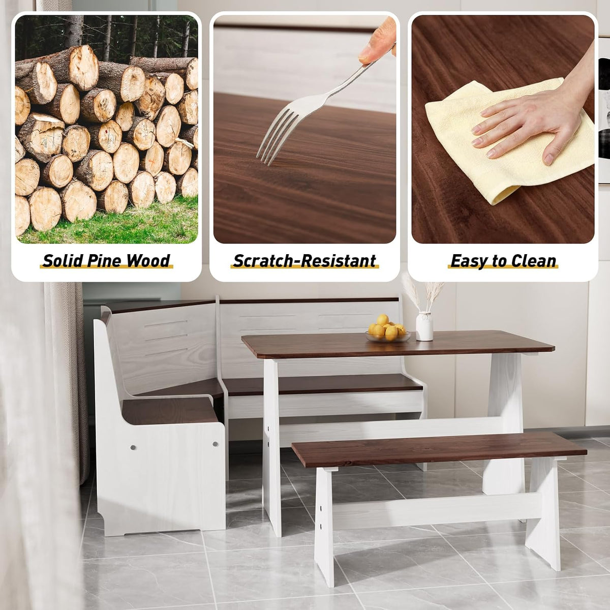 Corner Breakfast Nook Dining Set 4‑6 People