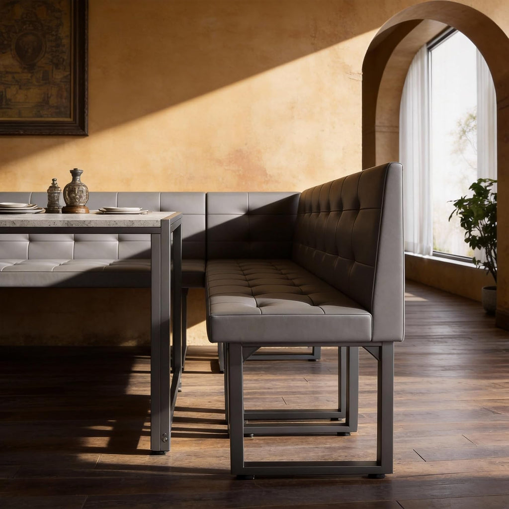 5‑Piece Grey Upholstered Corner Dining Set