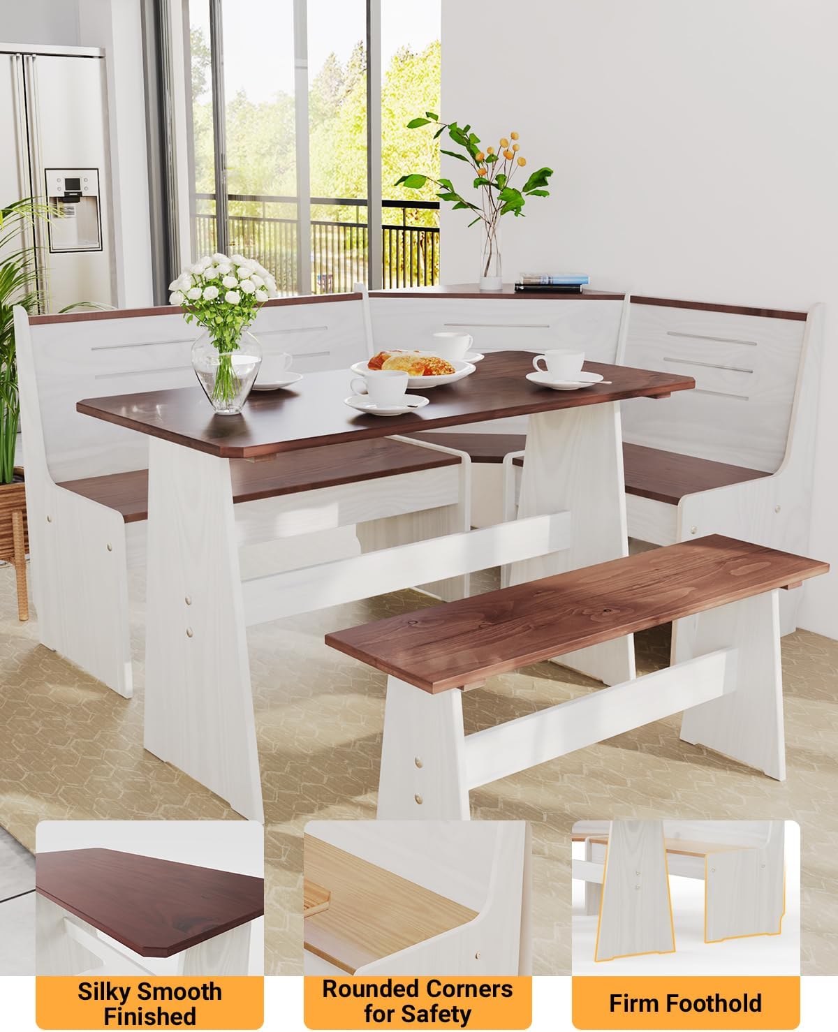 Corner Breakfast Nook Set 3‑5 People