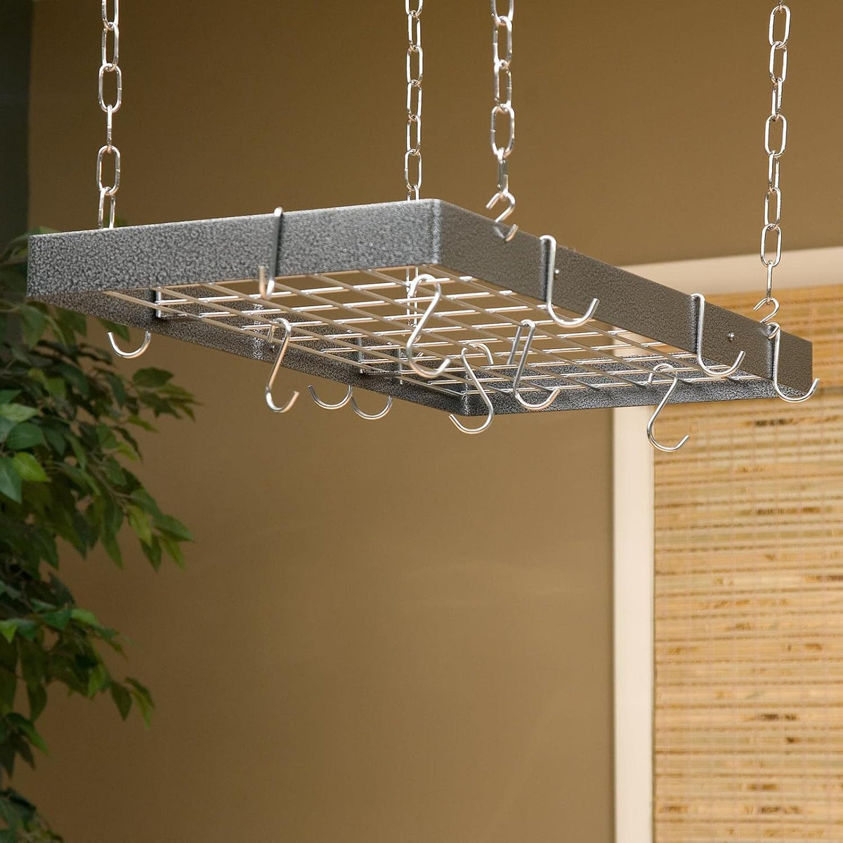 30‑in Hammered Steel Rectangular Pot Rack