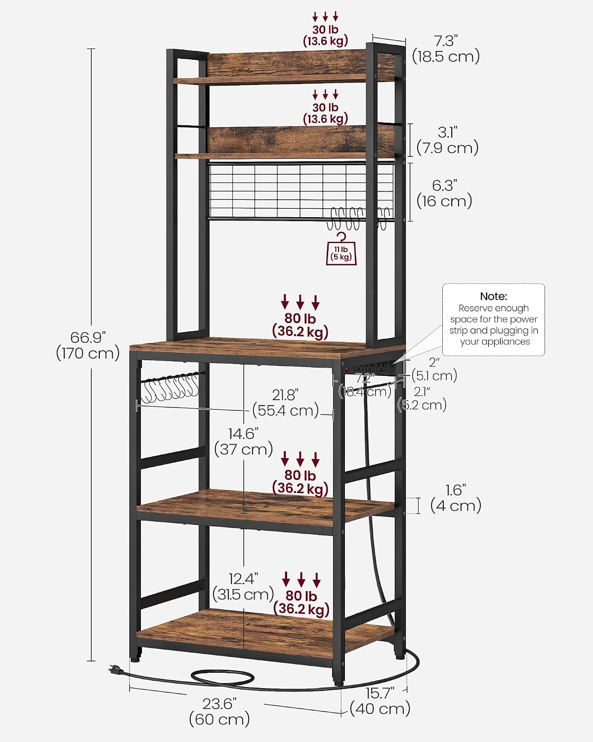 Bakers Rack with Power Outlet