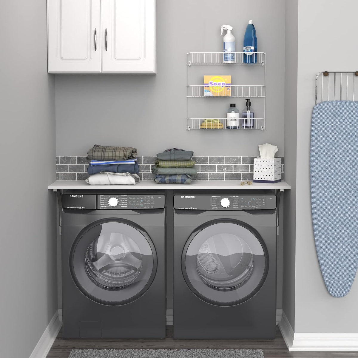 3‑Tier White Wall‑Mounted Metal Rack 8022