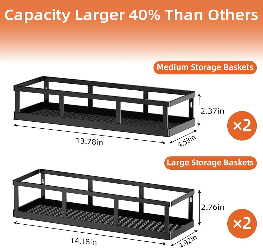 4‑Pack Wall‑Mounted Metal Storage Baskets