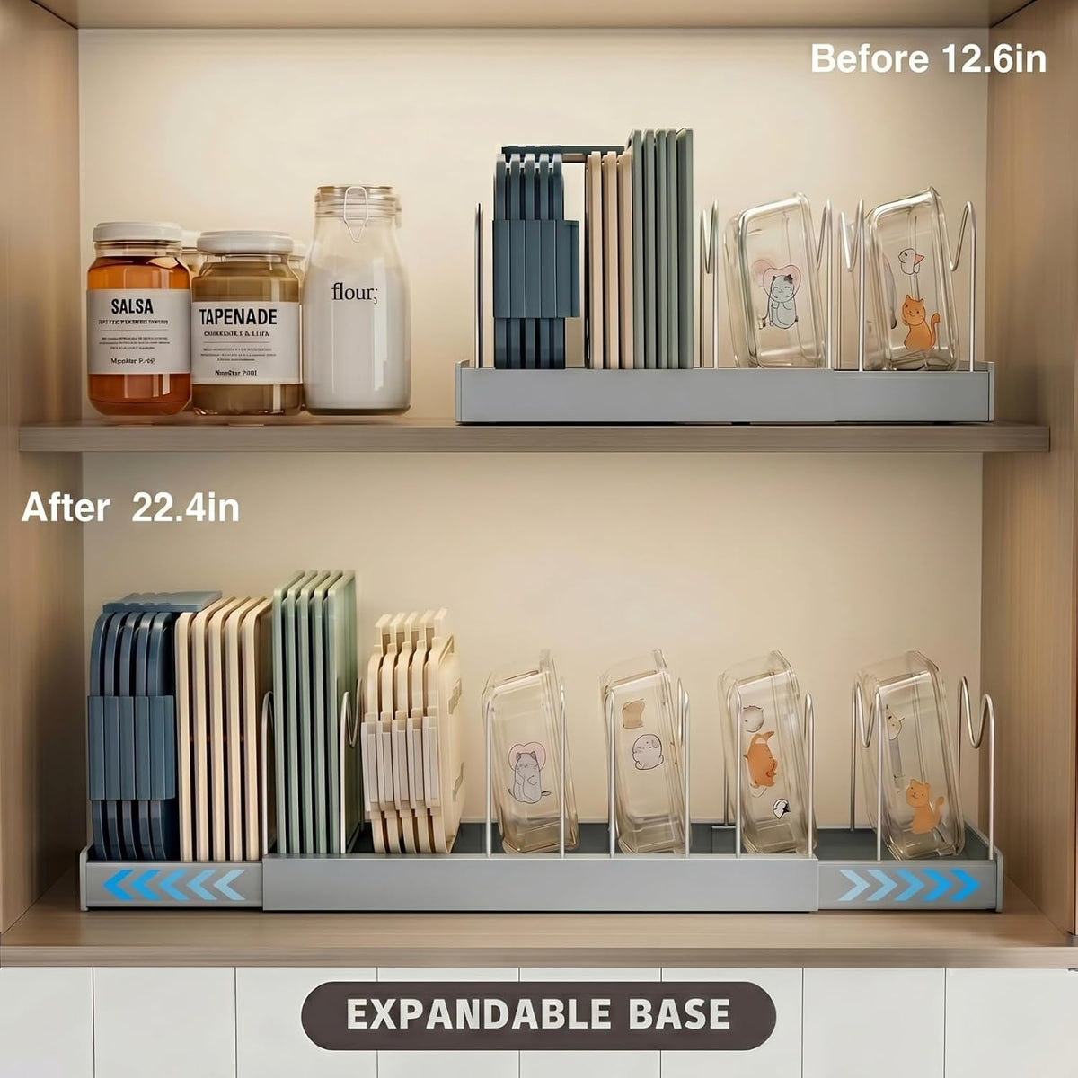 2‑Pack Gray Expandable Lid & Pot Organizer