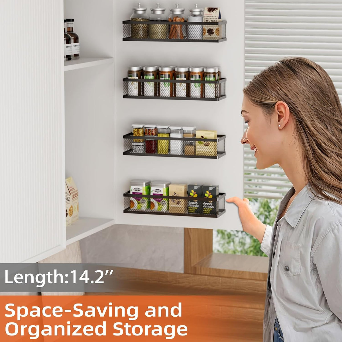 4‑Pack Wall‑Mounted Metal Spice Baskets