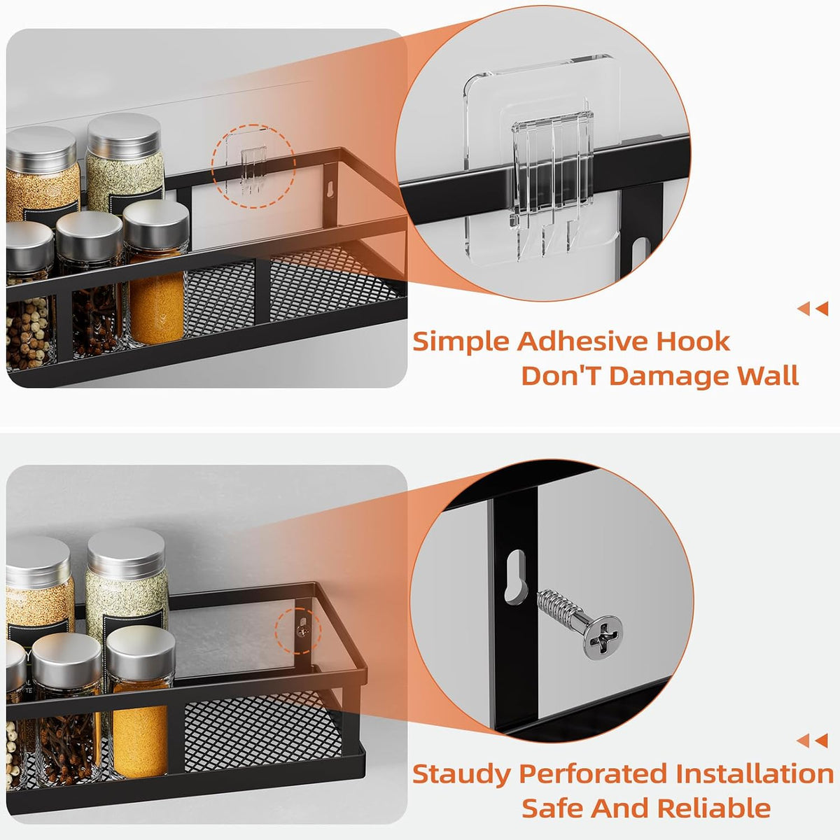 4‑Pack Wall‑Mounted Metal Storage Baskets
