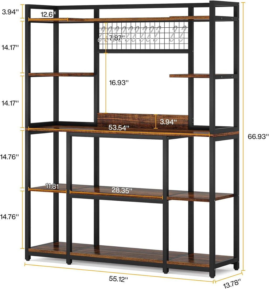 5‑Tier Rustic Brown Bakers Rack