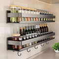 2‑Pack Wall‑Mount Carbon Steel Spice Organizer with Hooks