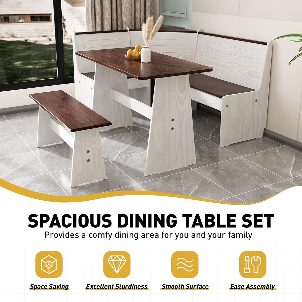 Corner Breakfast Nook Dining Set 4‑6 People