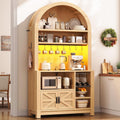73" Natural Arched Bakers Rack with Power Outlet & LED