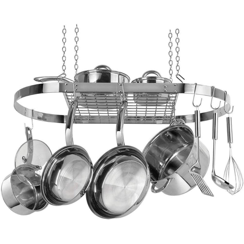 33" Oval Stainless Steel Hanging Pot Rack