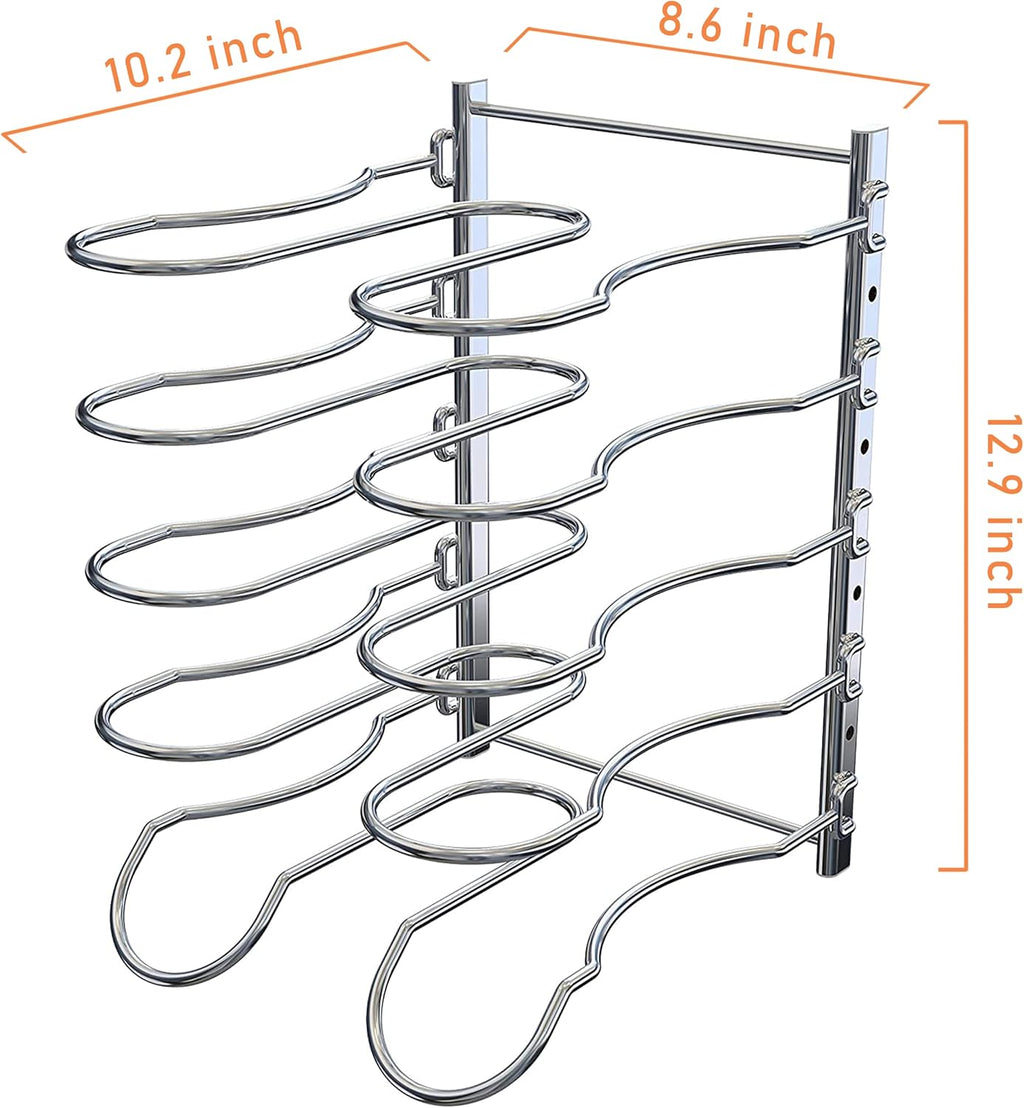 Chrome Pot & Lid Organizer with 5 Dividers