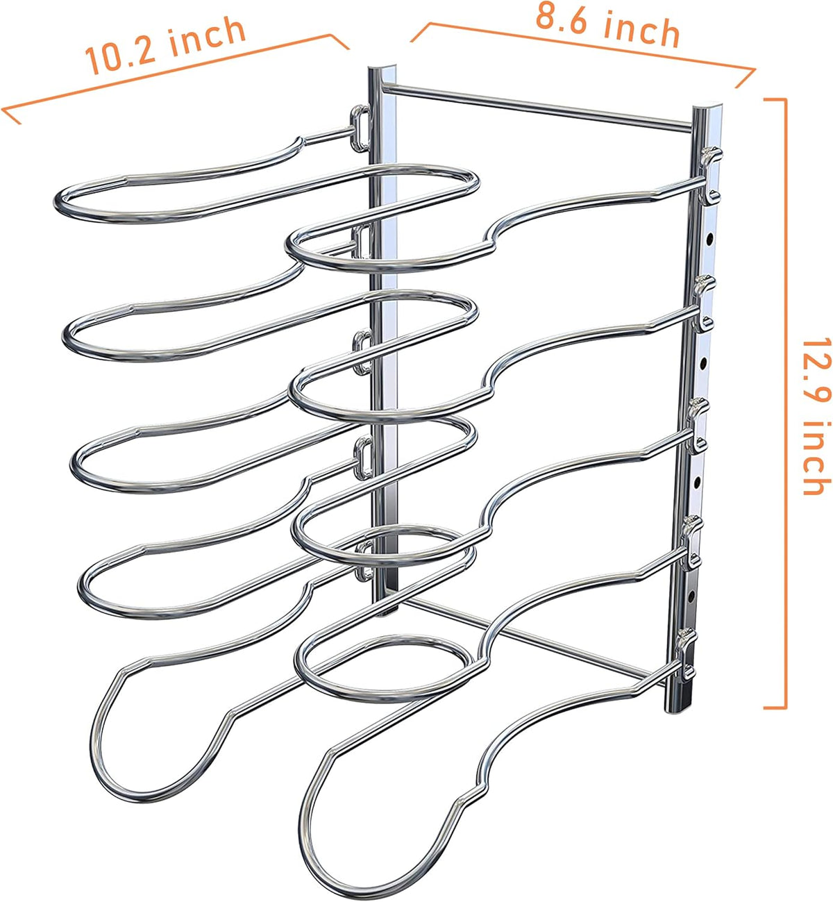 Chrome Pot & Lid Organizer with 5 Dividers