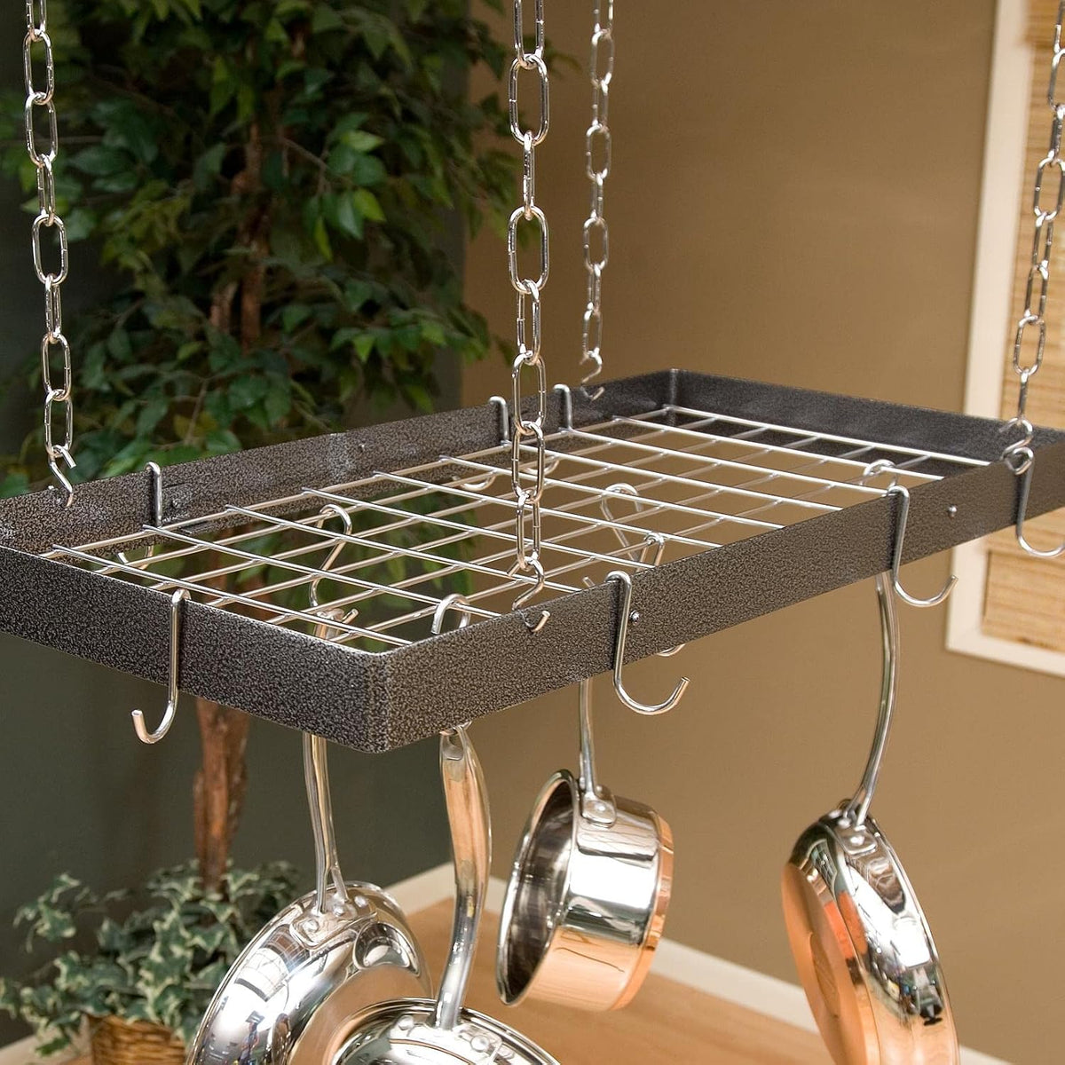 30‑in Hammered Steel Rectangular Pot Rack
