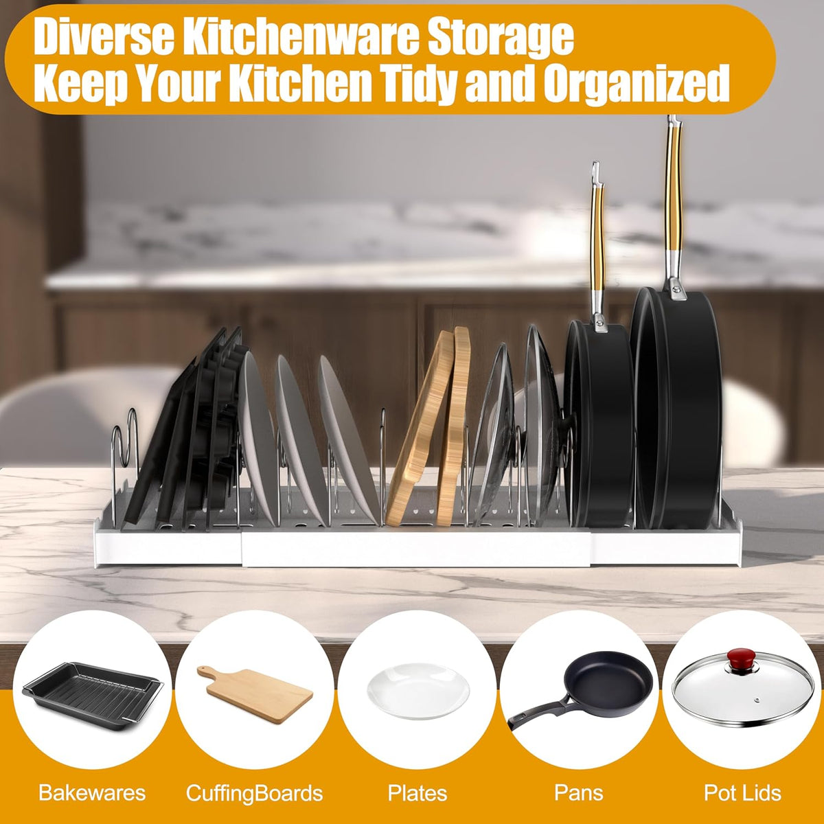 2‑Pack Expandable Cabinet Pot & Lid Organizer
