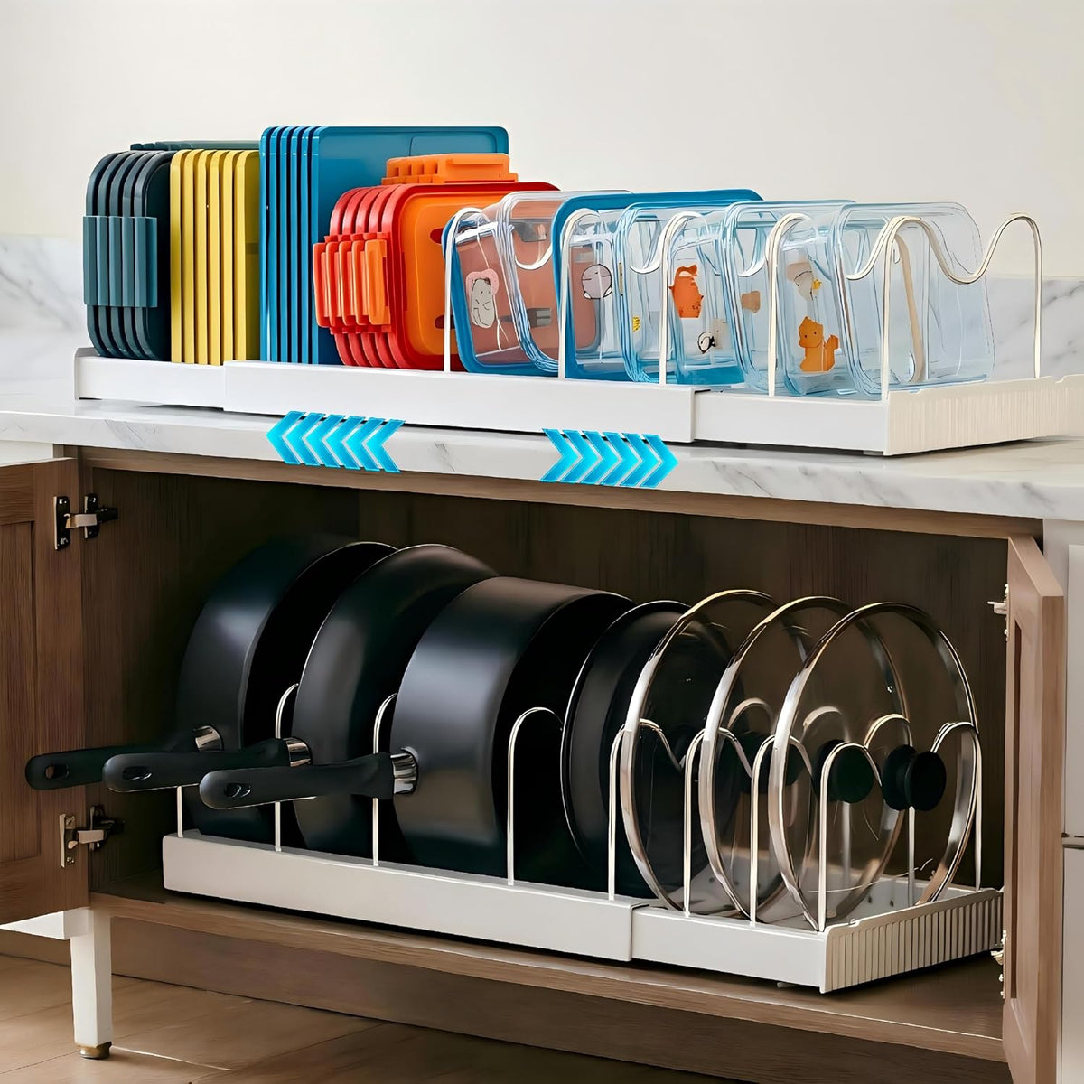 2‑Pack Expandable Cabinet Pot & Lid Organizer