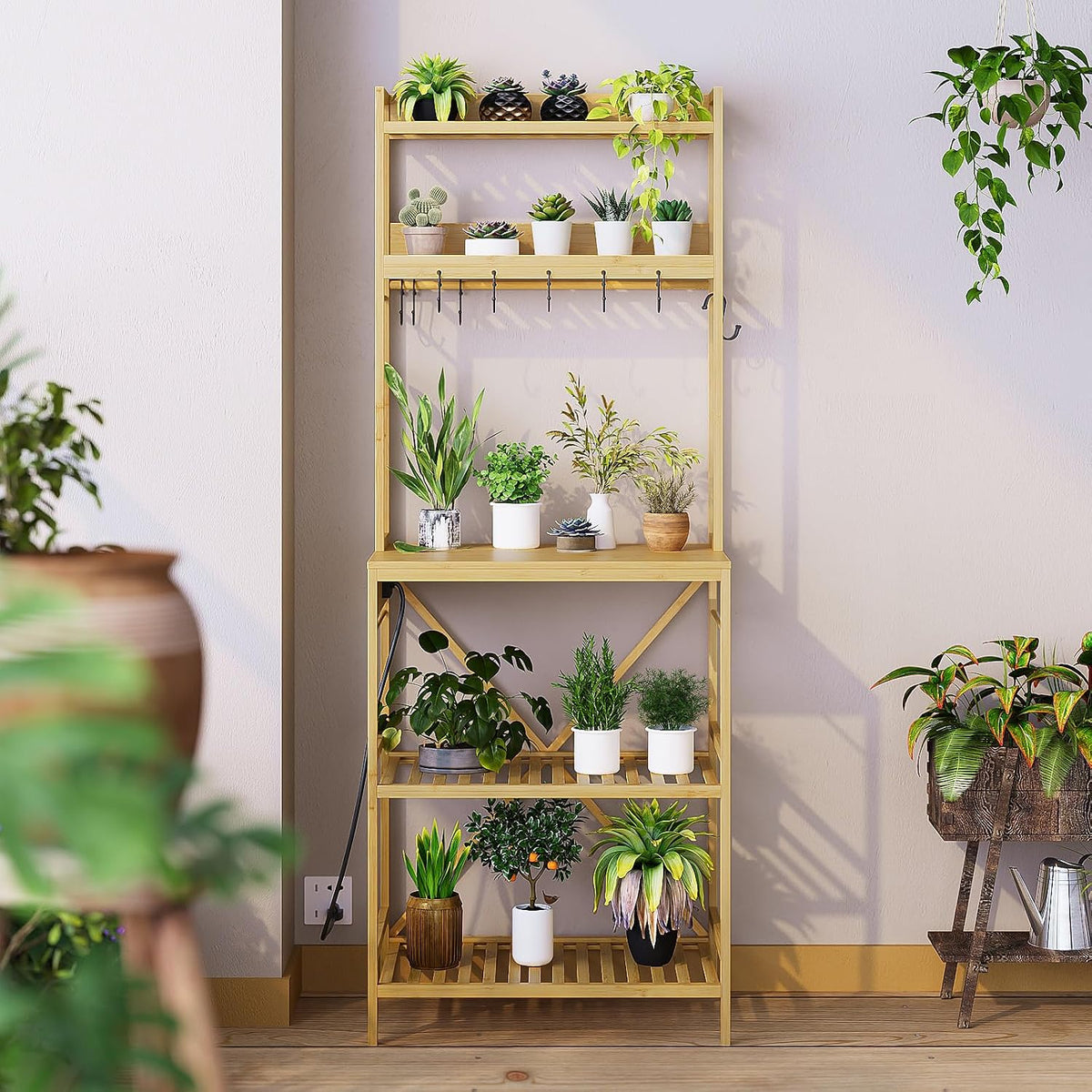 5‑Tier Natural Bamboo Bakers Rack