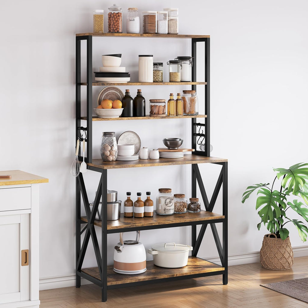 6‑Tier Rustic Brown Bakers Rack