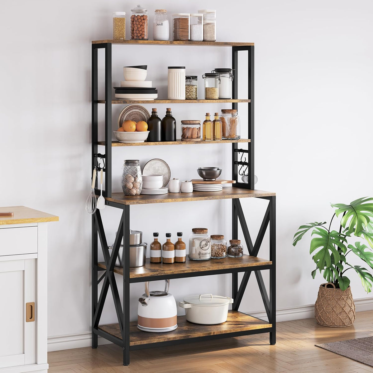 6‑Tier Rustic Brown Bakers Rack