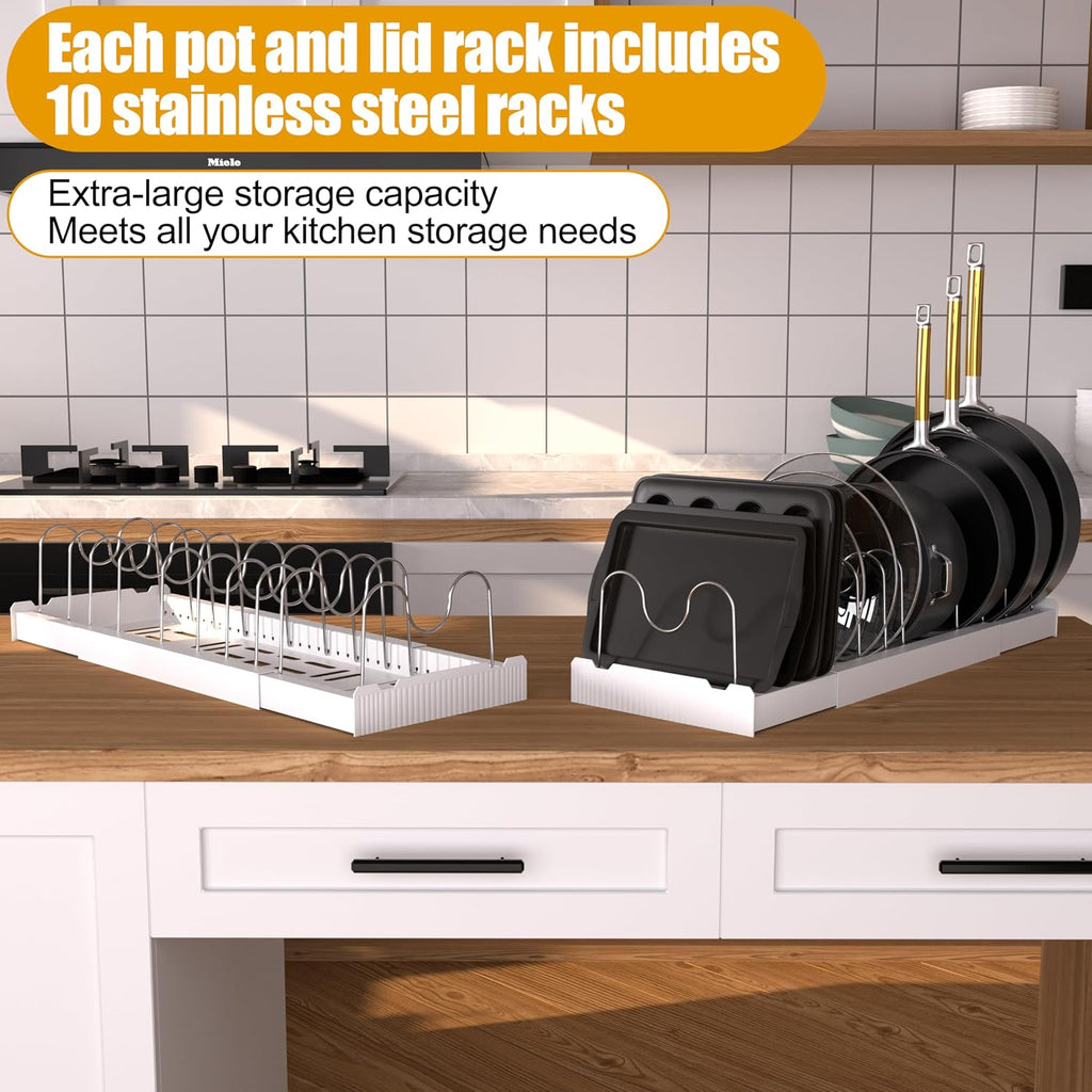 2‑Pack Expandable Cabinet Pot & Lid Organizer