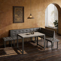 5‑Piece Grey Upholstered Corner Dining Set