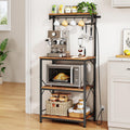 Rustic Brown Bakers Rack with Power Outlet