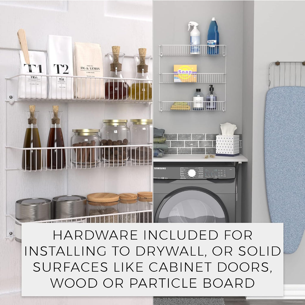 3‑Tier White Wall‑Mounted Metal Rack 8022