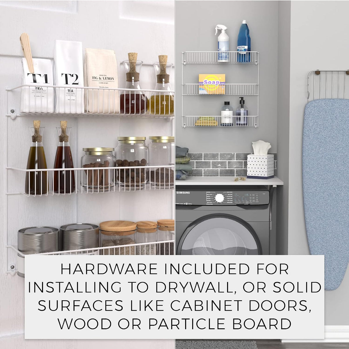 3‑Tier White Wall‑Mounted Metal Rack 8022