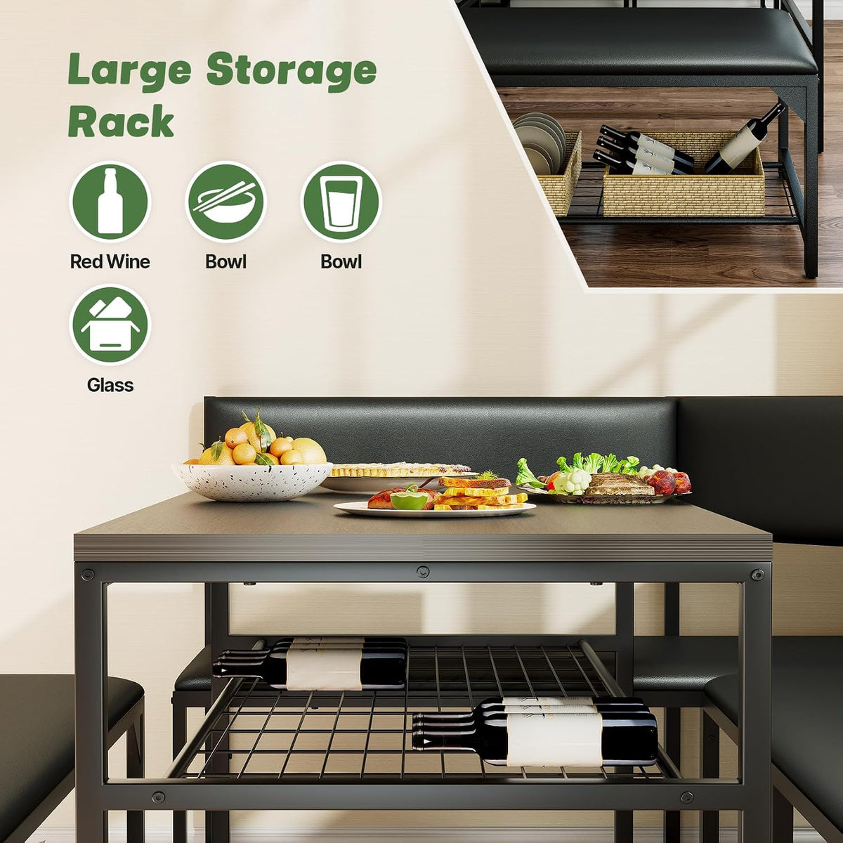 Corner Dining Table Set with Soft Seat