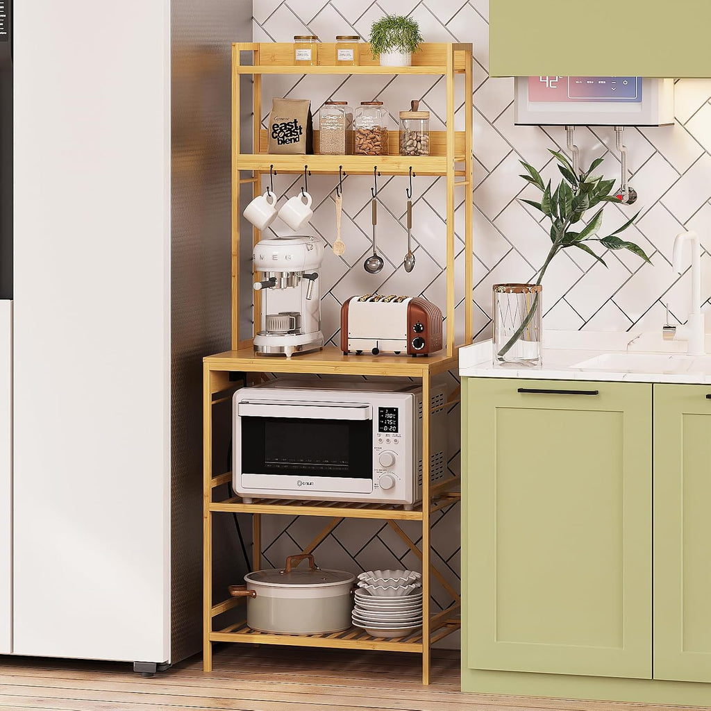5‑Tier Natural Bamboo Bakers Rack