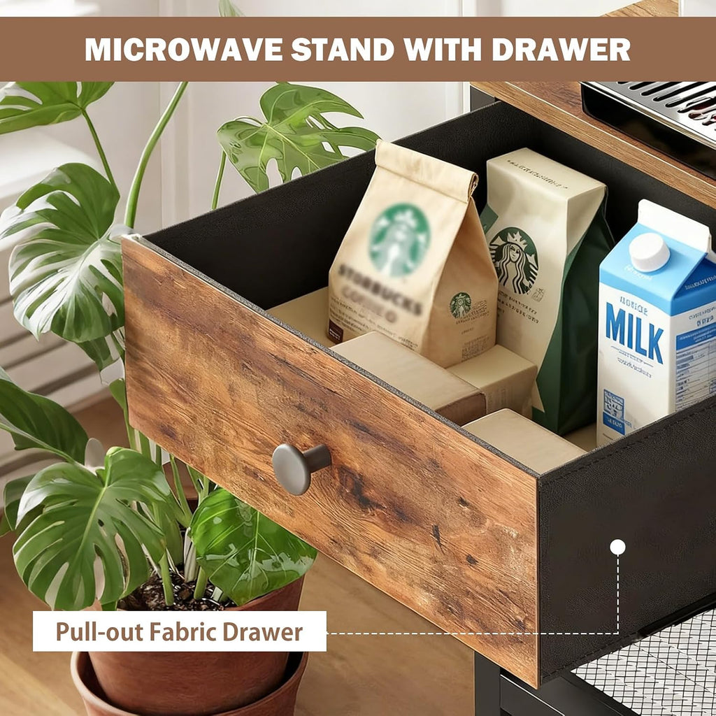 6‑Tier Bakers Rack with Drawer & Hooks
