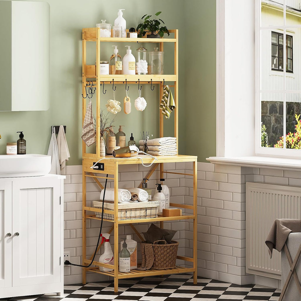 5‑Tier Natural Bamboo Bakers Rack