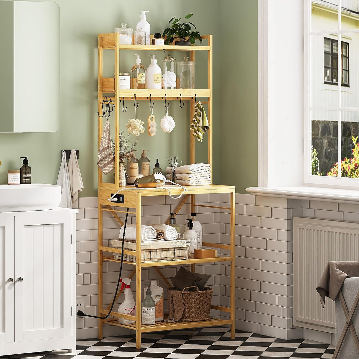 5‑Tier Natural Bamboo Bakers Rack