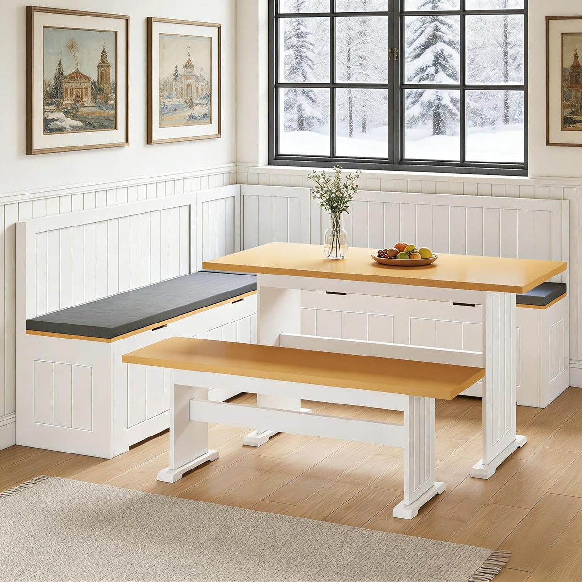 3‑Piece L‑Shaped Corner Breakfast Nook Dining Set